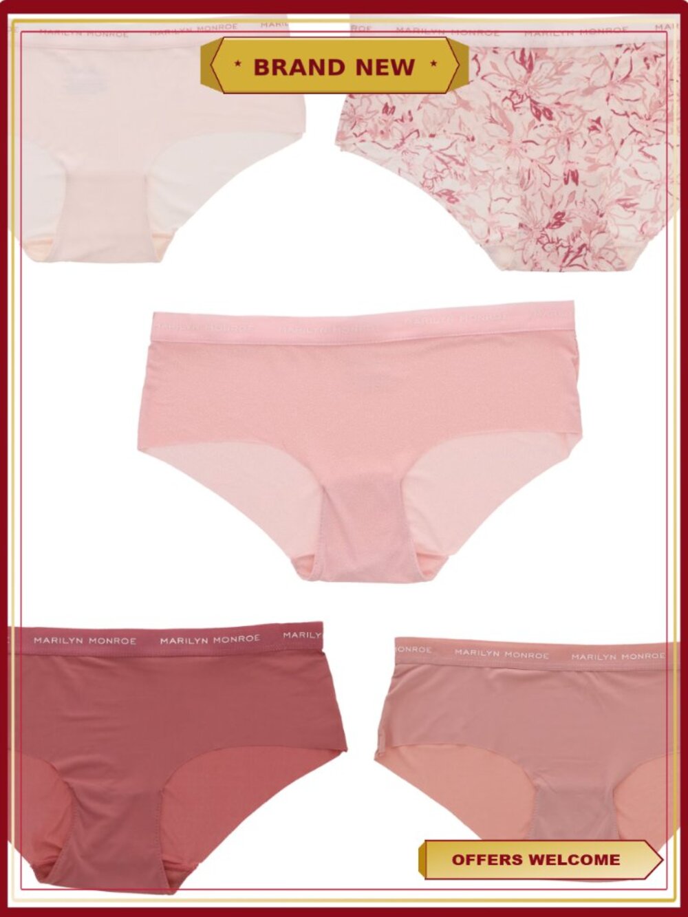 Seamless Sports Band Hipster Panties 5 Pack